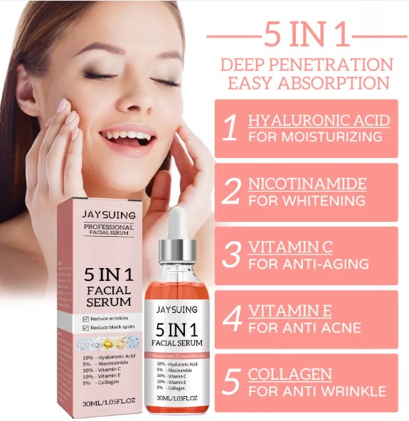 5-i-1 Uppstramande Ansiktsserum – Anti-Aging & Lyster