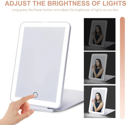 Sminkspegel med LED-belysning – Vikbar